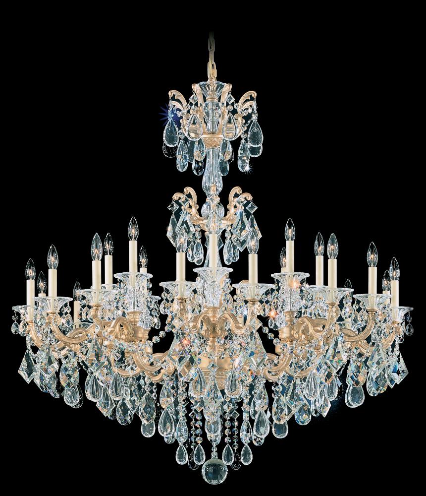 La Scala 24 Light 120V Chandelier in Parchment Gold with Clear Heritage Handcut Crystal