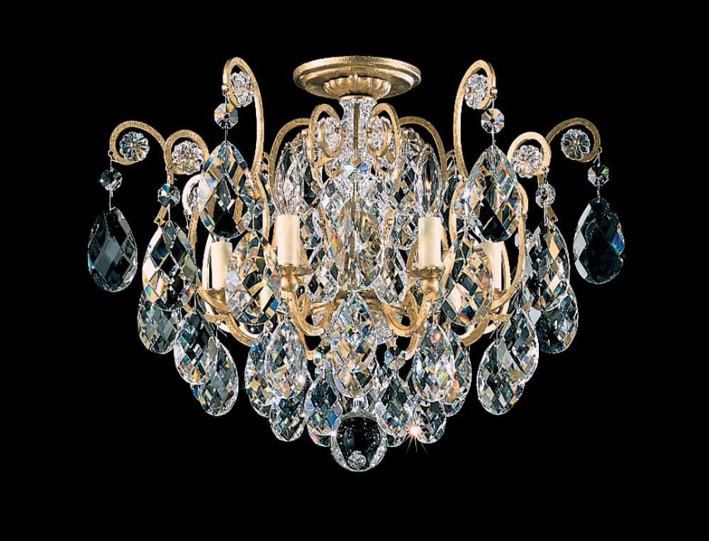 Renaissance 6 Light 120V Semi-Flush Mount in Heirloom Gold with Clear Crystals from Swarovski