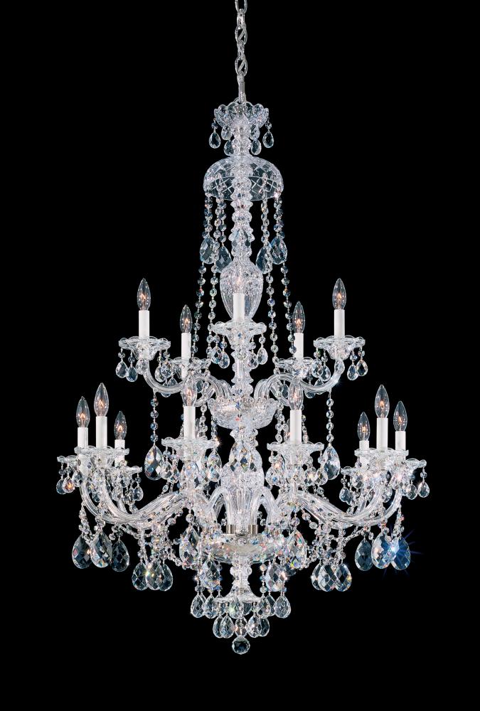 Sterling 15 Light 120V Chandelier in Aurelia with Clear Heritage Handcut Crystal