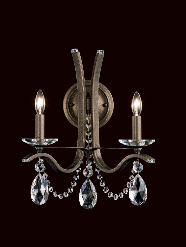 Vesca 2 Light 120V Wall Sconce in French Gold with Clear Heritage Handcut Crystal