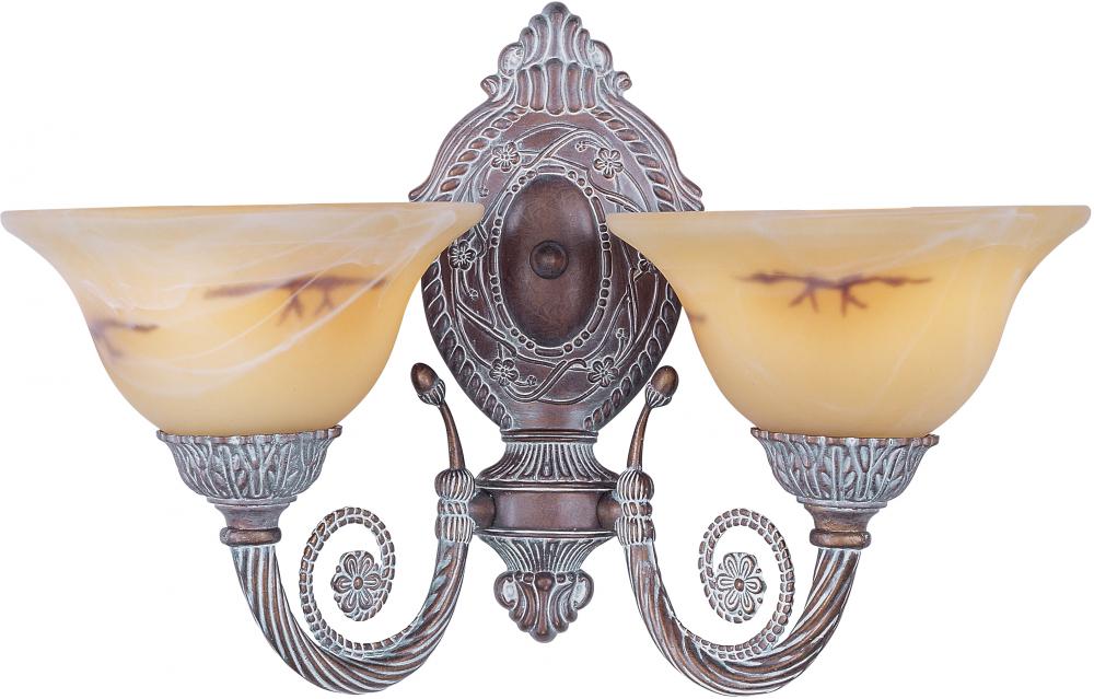 Two Light Vintage Copper Java Swirl Glass Wall Light