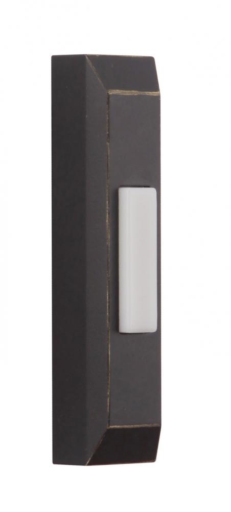 Surface Mount LED Lighted Push Button, Thin Rectangle Profile in Antique Bronze