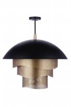 Craftmade P1011FBMG-LED - 31.25â€ Dia Sculptural Statement Dome Pendant with Perforated Metal Shades in Flat Black/Matte Gold