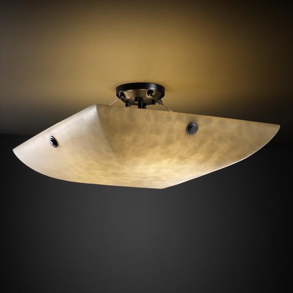 18" Semi-Flush Bowl w/ Pair Cylindrical Finials