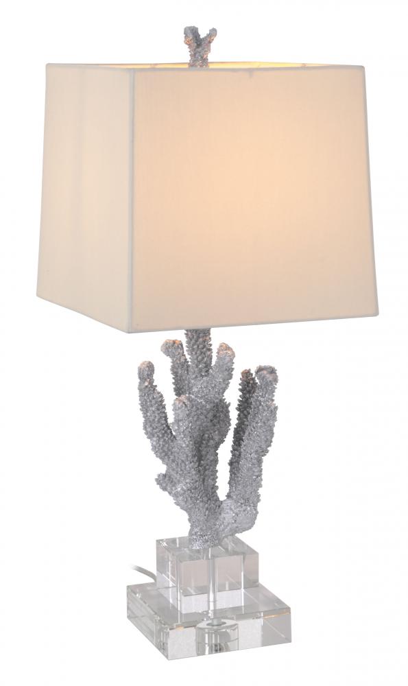One Light Metalic Silver Table Lamp