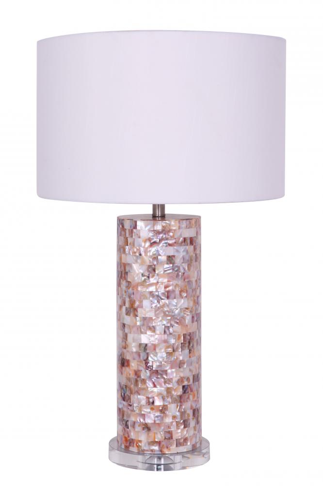 One Light Mother Of Pearl/crystal/ Satin Nickel Table Lamp