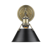 Golden 3306-BA1 AB-BLK - Orwell AB 1 Light Bath Vanity in Aged Brass with Matte Black shade