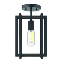 Golden 6070-1SF BLK-BLK - Tribeca 1-Light Semi-Flush in Matte Black with Matte Black Accents