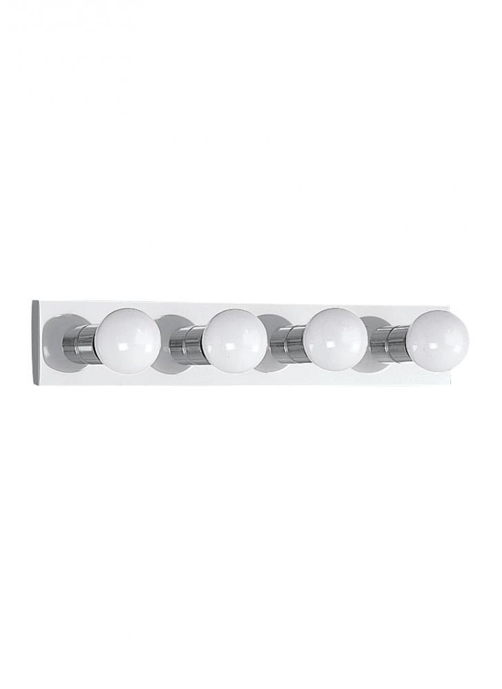 Center Stage traditional 4-light indoor dimmable bath vanity wall sconce in chrome silver finish