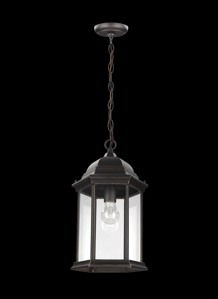 Sevier traditional 1-light outdoor exterior ceiling hanging pendant in antique bronze finish with cl