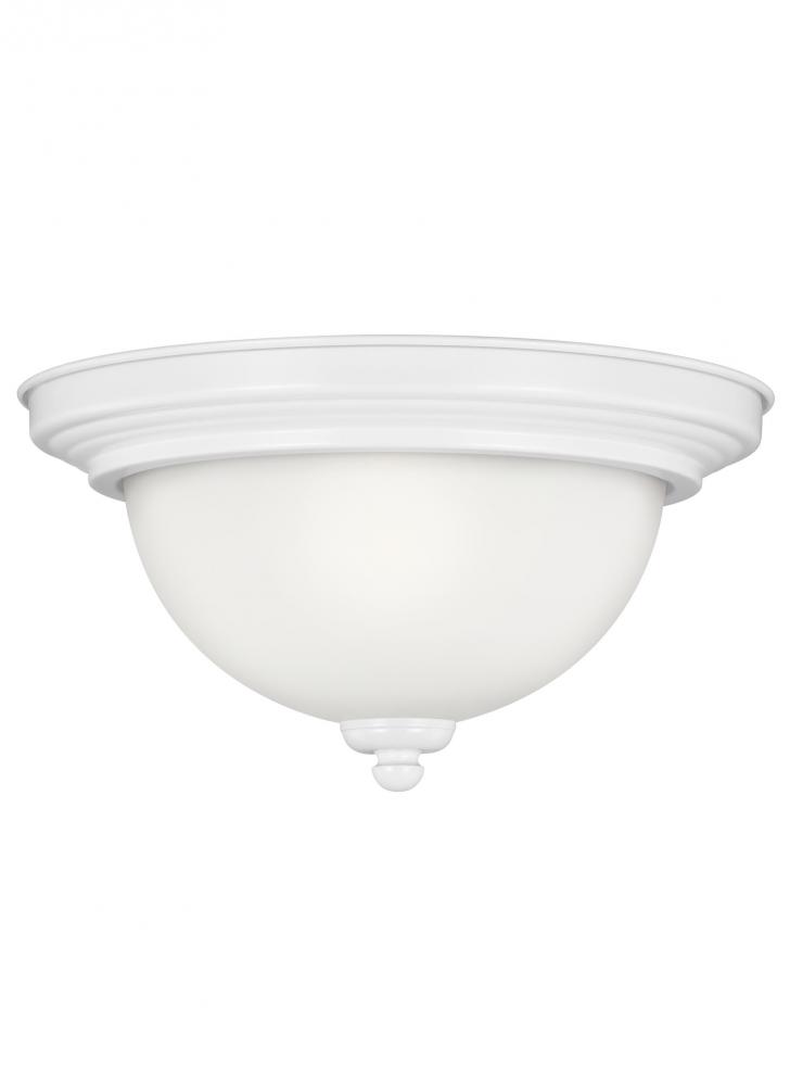 Geary transitional 1-light indoor dimmable ceiling flush mount fixture in white finish with satin et