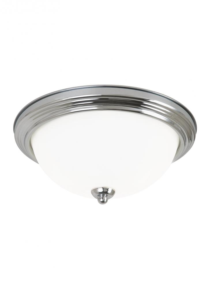 Geary transitional 2-light indoor dimmable ceiling flush mount fixture in brushed nickel silver fini