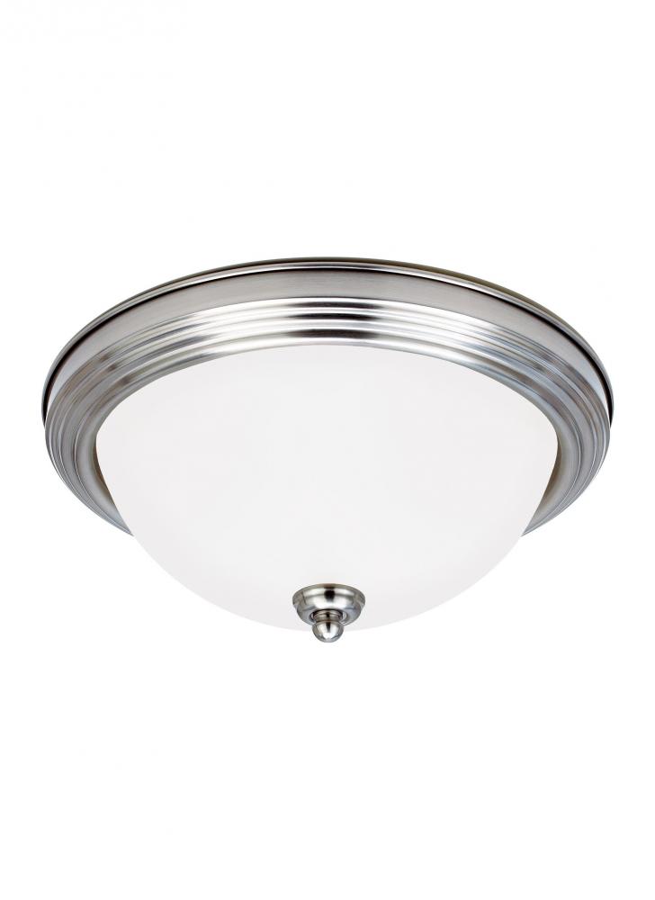 Geary transitional 3-light indoor dimmable ceiling flush mount fixture in brushed nickel silver fini
