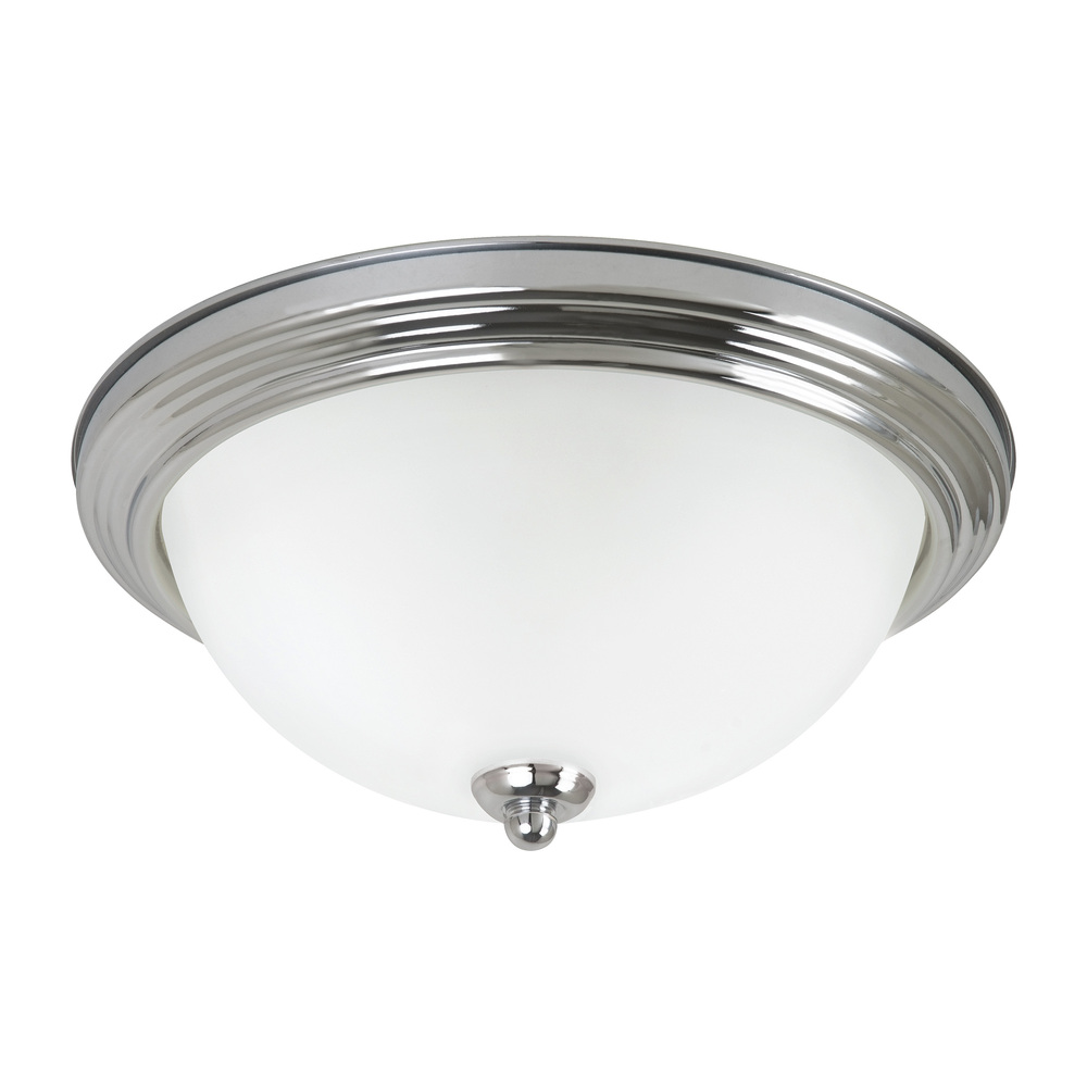 Geary transitional 2-light indoor dimmable ceiling flush mount fixture in chrome silver finish with