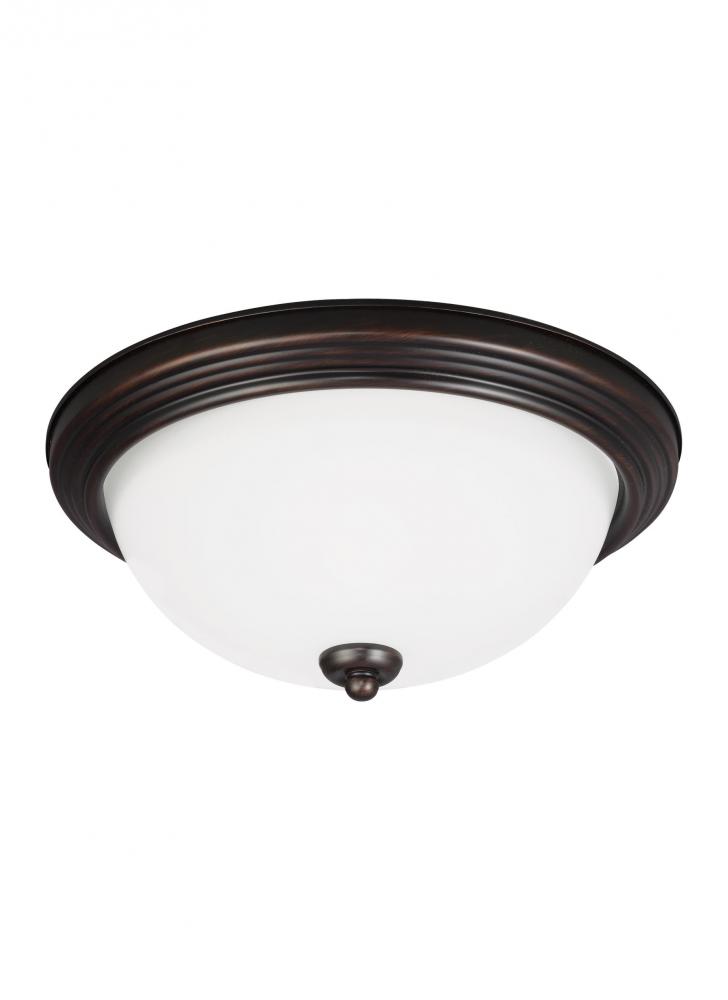 Geary transitional 3-light indoor dimmable ceiling flush mount fixture in bronze finish with satin e