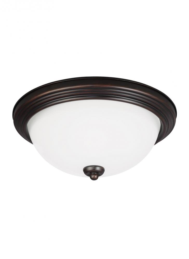 Geary transitional 2-light LED indoor dimmable ceiling flush mount fixture in bronze finish with sat