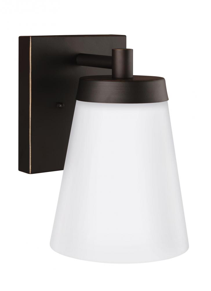 Renville transitional 1-light outdoor exterior large wall lantern sconce in antique bronze finish wi