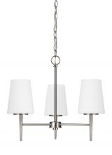 Generation Lighting 3140403-962 - Driscoll contemporary 3-light indoor dimmable ceiling chandelier pendant light in brushed nickel sil