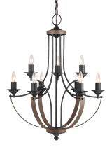 Generation Lighting 3280409-846 - Corbeille traditional 9-light indoor dimmable ceiling chandelier pendant light in stardust weathered