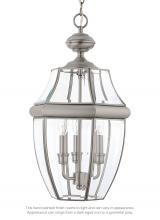 Generation Lighting 6039-965 - Lancaster traditional 3-light outdoor exterior pendant in antique brushed nickel silver finish with