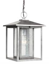 Generation Lighting 62027-57 - Hunnington contemporary 1-light outdoor exterior pendant in weathered pewter grey finish with clear