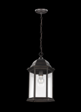 Generation Lighting 6238701-71 - Sevier traditional 1-light outdoor exterior ceiling hanging pendant in antique bronze finish with cl