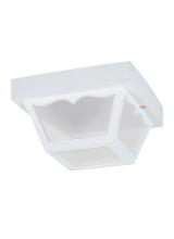 Generation Lighting 7567-15 - Outdoor Ceiling traditional 1-light outdoor exterior ceiling flush mount in white finish with clear