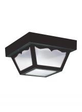 Generation Lighting 7567-32 - Outdoor Ceiling traditional 1-light outdoor exterior ceiling flush mount in black finish with clear