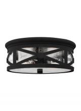 Generation Lighting 7821402-12 - Outdoor Ceiling traditional 2-light outdoor exterior ceiling flush mount in black finish with clear