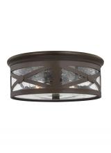Generation Lighting 7821402-71 - Outdoor Ceiling traditional 2-light outdoor exterior ceiling flush mount in antique bronze finish wi
