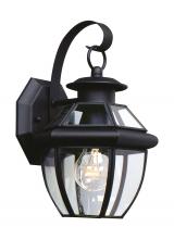 Generation Lighting 8037-12 - Lancaster traditional 1-light outdoor exterior small wall lantern sconce in black finish with clear