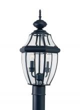 Generation Lighting 8229-12 - Lancaster traditional 2-light outdoor exterior post lantern in black finish with clear curved bevele