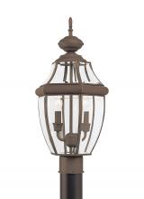 Generation Lighting 8229-71 - Lancaster traditional 2-light outdoor exterior post lantern in antique bronze finish with clear curv