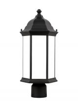 Generation Lighting 8238651-12 - Sevier traditional 1-light outdoor exterior medium post lantern in black finish with satin etched gl