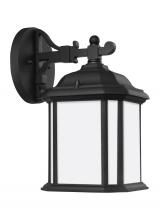 Generation Lighting 84529-12 - Kent traditional 1-light outdoor exterior small wall lantern sconce in black finish with satin etche
