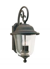 Generation Lighting 8461-46 - Trafalgar traditional 3-light outdoor exterior wall lantern sconce in oxidized bronze finish with cl