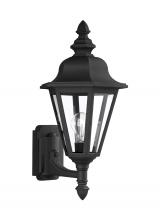 Generation Lighting 8824-12 - Brentwood traditional 1-light outdoor exterior uplight wall lantern sconce in black finish with clea