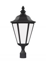 Generation Lighting 89025-12 - Brentwood traditional 1-light outdoor exterior post lantern in black finish with smooth white glass