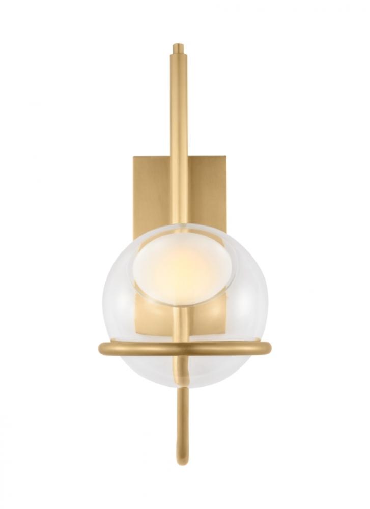 The Crosby Medium Damp Rated 1-Light Integrated Dimmable LED Wall Sconce in Natural Brass