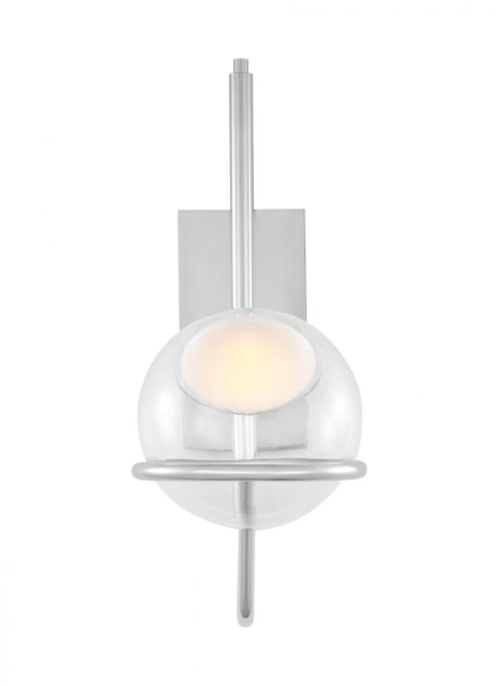 The Crosby Medium Damp Rated 1-Light Integrated Dimmable LED Wall Sconce in Polished Nickel