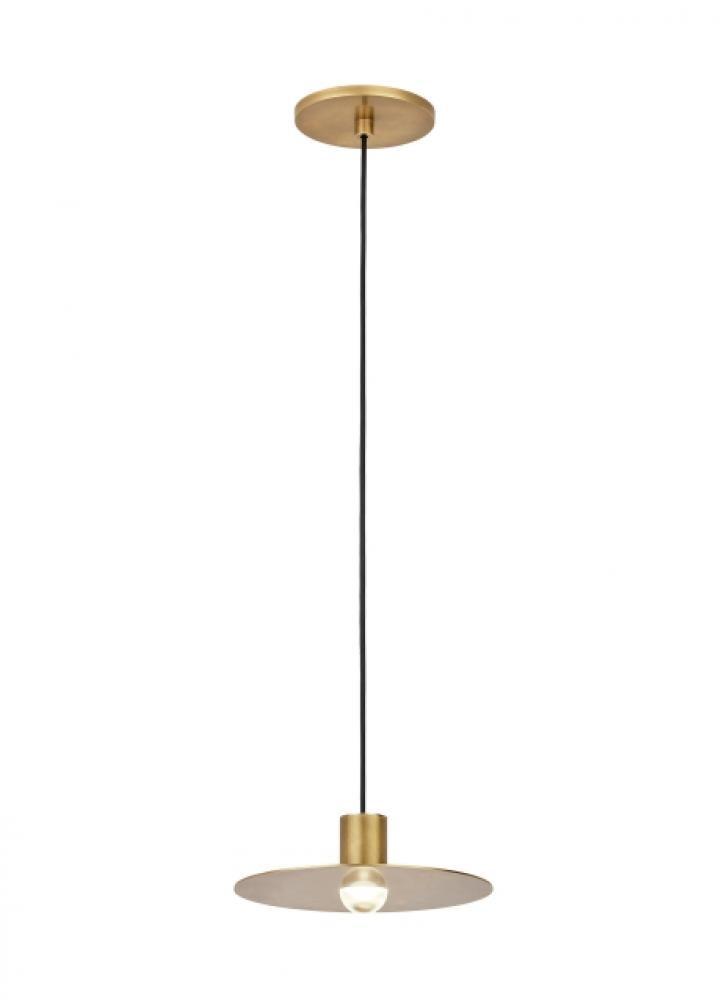 Modern Eaves dimmable LED 1-light Ceiling Pendant in a Natural Brass/Gold Colored finish