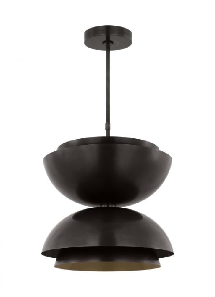 The Shanti Large Double 2-Light Damp Rated Integrated Dimmable LED Ceiling Pendant in Dark Bronze