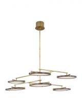Visual Comfort & Co. Modern Collection CDCH17327WONB - The Shuffle Large 6-Light Damp Rated Integrated Dimmable LED Ceiling Chandelier in Natural Brass