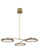Visual Comfort & Co. Modern Collection CDCH17227WONB - The Shuffle Medium 3-Light Damp Rated Integrated Dimmable LED Ceiling Chandelier in Natural Brass