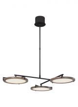 Visual Comfort & Co. Modern Collection CDCH17227WOB - The Shuffle Medium 3-Light Damp Rated Integrated Dimmable LED Ceiling Chandelier