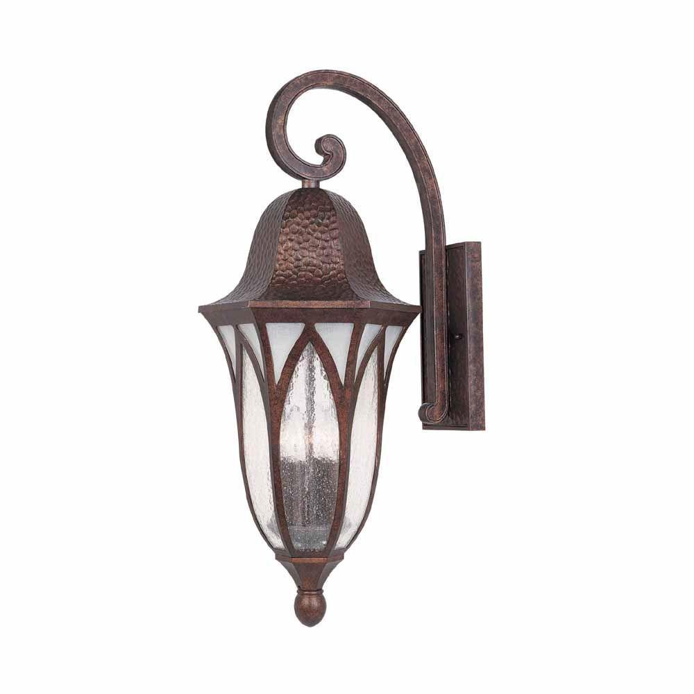 11 in. Burnished Antique Copper Outdoor Wall Sconce with Clear Seedy Glass