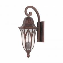 World Imports WI972318 - 9 in. Burnished Antique Copper Outdoor Wall Sconce with Clear Seedy Glass
