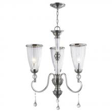 World Imports WI61026 - 3-Light Brushed Nickel Chandelier with Crystal Adorned Clear Glass Shade