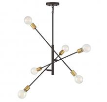 Savoy House Meridian M10084ORBNB - 6-Light Chandelier in Oil Rubbed Bronze with Natural Brass