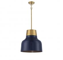 Savoy House Meridian M70115NBLNB - 1-Light Pendant in Navy Blue with Natural Brass